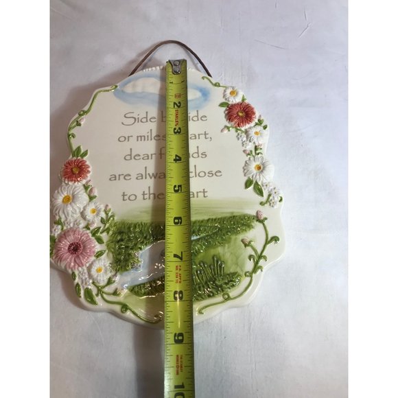 Dear friends ceramic wall hanging with flowers & flowing stream. - Picture 6 of 6